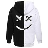 XIAOYAO Herren Basic Kapuzenpullover Sweatjacke Pullover Hoodie Sweatshirt (XL(Höhe:175-180CM-Gewicht：63-70KG), Schwarz und Weiß)