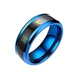 Smart Temperatur Paar Ring Sterling Silber Temperaturanzeige Liebhaber Eheringe - Blau Nr. 6