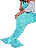 Flarolly 【Promotion】 Meerjungfrauendecke, Mermaid Schwanz Blanket, Meerjungfrau Häkeln Decke Sofa Schlafdecke, weiche Strick Mermaid Schwanz Schlafsack für Kinder Size 55'X27.6'