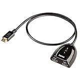 Hama HDMI Umschalter 2x1 (2x HDMI In auf 1x HDMI Out mit verkoldeten Steckern, Switcher HDCP kompatibel, Video / AV)