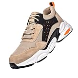 Quiteyan Leicht Stahlkappenschuhe Unisex,Sicherheitsschuhe Arbeitsschuhe Herren, Stahlkappe Atmungsaktiv Arbeitsschuhe Ultraleicht Sportlich,Coffee Color▁40