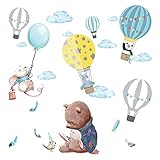 Little Deco Wandaufkleber Wandtattoo Kinderzimmer Tiere Heißluftballon Wandsticker Spielzimmer Bär Maus Wanddeko Babyzimmer Kinder Wandbild Junge DL679-1