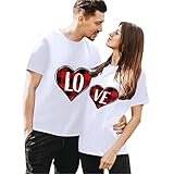 CPNG Women's Valentine Day Love Letter Heart Print Tee Short Sleeve Tops Blouse T Shirt,Cute Tops for Coup