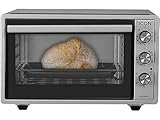 ICQN 42 Liter Minibackofen | 1600 W | Umluft | Pizza-Ofen | Doppelverglasung | Timer | inkl. Backblech Set | Elektrischer Mini Ofen | 40°-230°C | Emailliert Inox G
