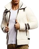 Leif Nelson Herren Sweatjacke Teddy Fleece Jacke Freizeitjacke für Männer Teddyfleece Bikerjacke Schwarze Übergangsjacke Stehkragen LN20125 Größe XL E