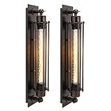 2er Pack Modern Industrielle Metall Rohr Retro Wandlampe Deckleuchte Vintage Stil Retrolampe 17,72' Höhe Wandleuchte Water Pipes Steampunk Design Querflöte-Art Beleuchtung für Innen Deko Zimmerdeck