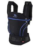 manduca First Baby Carrier  BlackLine Absolute Blue  Babytrage aus Bio-Baumwolle, Innenfutter in Kontrastfarbe, Bauch Hüft- und Rückentrage für Babys und Kinder von 3,5-20 kg, schwarz - b