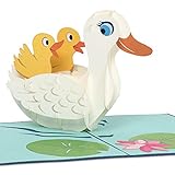 PaperCrush® Pop-Up Karte Ente - 3D Geburtstagskarte für Mutter oder Kinder, Handgemachte Glückwunschkarte mit Baby Enten - Geburtskarte für Zwillinge, Glückwunsch zur Geburt von Mädchen und Jung