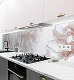 MyMaxxi | selbstklebende Küchenrückwand Folie ohne bohren | Aufkleber Motiv Marmor bronze | 60cm hoch | adhesive kitchen wall design | Wandtattoo Wandbild Küche | Wand-Deko | Wandgestaltung