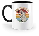 Rette Die Koalas - Koala-Bär Tier-Freund Schutz Australien Geschenk Cool Spruch Vintage - Zweifarbige Tasse -330ml-Schw