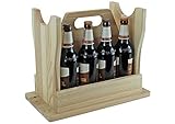 UTI GmbH Flaschenträger - Bierhocker aus Holz, naturbelassen - für 8 Flaschen - Männerhandtasche - Geschenk