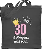 Shirtracer 30. Geburtstag - 30. Geburtstag Mädchen Princess 1992 - Unisize - Dunkelgrau - geburtstagsgeschenke zum 30 - WM101 - Stoffbeutel aus Baumwolle Jutebeutel lange Henk