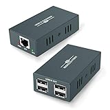 USB 2.0 Extender Over Ethernet RJ45, USB Over Ethernet, 165ft (50m) Kit mit 4 USB 2.0, über Single Ethernet Cat5e / 6/7 Bis zu 50m, USB RJ45 LAN-Erweiterung