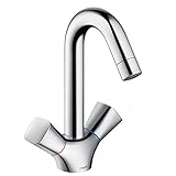 hansgrohe Wasserhahn Logis 2-Griff Waschtischarmatur (Auslauf Höhe 150 mm mit Zugstangen-Ablaufgarnitur und abgerundeten Griffen) C