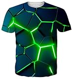 ALISISTER 3D T Shirts Herren Damen 3D Personalisiert Blitz Löwe Muster Sommer Rundhals Kurzarm Tee Shirts Wear Tops Schwarz XL