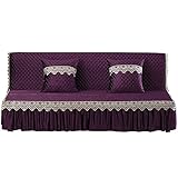 BXFUL Sofabezug ohne armlehnen Stretch Abdeckung Husse für Sofabett Armless Sofaüberzug Sofahusse Ohne Armlehne passt auf Klappsofa ohne Armlehnen (200 x 140 cm,Lila)