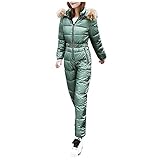 Darringls Damen Skianzug Skioverall Einteilige Skioverall Winddicht Skibekleidung wasserdichte Winter warm Skianzug Schneeanzug Mit Kapuze Snowsuit für O
