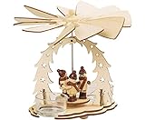 Weihnachtsdekoration Pyramide mit Winterkinder 16 cm Weihnachtspyramide für 2 Teelichte Lichterpyramide Tischpyramide für W