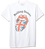 Rolling Stones - - Distressed Union Jack Herren Kurzarm T-Shirt in Weiß, Large, W