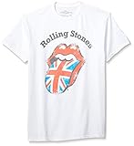 Rolling Stones - - Distressed Union Jack Herren Kurzarm T-Shirt in Weiß, Large, W