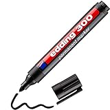 edding 300 Permanentmarker - schwarz - 1 Stift - Rundspitze 1,5-3 mm - wasserfest, schnell-trocknend - wischfest - für Karton, Kunststoff, Glas, Holz, Metall, G