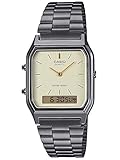 Casio Unisex Erwachsene Analog – Digital Quarz Uhr mit Edelstahl Armband AQ-230EGG-9AEF