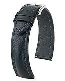 HIRSCH Herren Uhrenarmband Rindsleder Modell Lucca Größe Uhr 20 mm/Schließe 18 mm, Farbe Schw