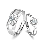 Beydodo Verlobungsringe Silber 925 Paar, Silber Ringe Verstellbar Infinity mit Zirkonia Trauringe Nickelfrei Partnerringe für Sie und I