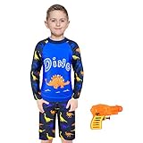 KeeFsion Jungen Rash Guard Badeanzug Beachwear Badeanzug Jungen Langarm Rash UV Sonnenschutz Bademode, Blau C, 7-8 Jahre (3XL)