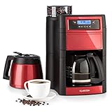 Klarstein Aromatica II Kaffeemaschine mit Mahlwerk, 1000 W, 1.25L Glaskanne oder 1.25 L Thermoskanne, Filterkaffeemaschine mit Mahlwerk, Timer, inkl. Permanent- und Aktivkohle Filter,