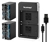 Blumax 2X Akku NP-F970 / NP-F960 LG Zellen 7850mAh + Slim Dual Ladegerät | kompatibel mit Sony NP-F750 NP-F550 NP-F990 für Blitzgeräte Videoleuchten F