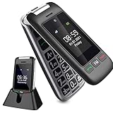 Artfone Seniorenhandy Klapphandy ohne Vertrag, Dual SIM Großen Tasten Mobiltelefon für ältere Menschen,Großtasten Einfach und Tasten Notruffunktion mit Tischladestation(Dual-Display)