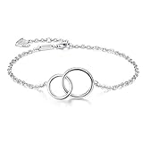 Kreis Armband Damen 925 Sterling Silber - Größenverstellbar - ter Schwester Freund Muttertag Weihnachten Geburtstag Geschenk