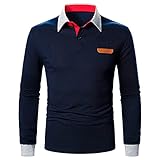 Herren Business Pullover Fashion Revers Office T-Shirt Bottoming Männer Top Formale Arbeit Solid Color Activity Dating Tee, navy, XL