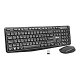 ultron UMC300 Kabelloses Tastatur-Maus-Set, 2.4 GHz Verbindung via Easylink Nano USB-Empfänger, 10m Reichweite, 15 FN-Tasten, inkl. Batterien, PC/Laptop, Deutsches QWERTZ-Layout - Schw