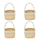 Amosfun 4 Stücke Hochzeit Streukörbchen Jute Hochzeitskorb Geschenkbeutel Süßigkeiten Beutel Geflochtener Blumenkorb Obstkorb Geschenkkorb Blumenkinder Korb Körbchen für Landhaus Deko Tischdek