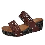 koperras Lässige Keilabsatz Sandalen Plattform Flache Schuhe Leichtgewicht Slippers Strand Flip Flops Hausschuhe Mesh Sneaker-Sandalen Sandaletten Casual Frauen Freizeitschuhe Größe 37-43