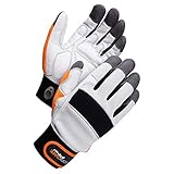 Worksafe M40 Arbeitshandschuhe Leder (Kunstleder), Neopren – robust, atmungsaktiv, 1 Paar, Gr. 10=XL, grau/ungefü