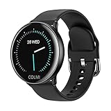 Dongxiao Uhren Klassisch Mode Smartwatch IP68. wasserdichte Herzfrequenz Monitor Bluetooth Chronograph Armbanduhren Frauen Sport Tracker Männer Smartwatch Luxuriöse Armbanduhr (Color : Black)