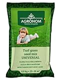 AGRONOM | RASENGRÄSERMISCHUNG UNIVERSAL | Rasensamen für die Bepflanzung von Freiflächen | Rasensamen schnellkeimend | Nachsaat Rasen | Dekorativität | Pflegeleichtigkeit | Paket 0.9 KG