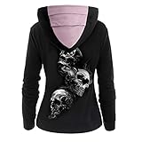 MOKBAY Damen Sweatshirt Tops Casual Schmetterling Schädel Print Hoodie Sweatshirt Longbluse Tunika Kleid Slim Fit Blusenkleid Shirt Outdoor T-Shirt Kinder Party Tops Damen Karierte B