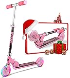 Oppikle Scooter Kinder Roller Tretroller Cityroller Kick Scooter Klappbar Mit Led Big Wheel Kugellager ABEC 7,Tragkraft 110 Lb (Pink)