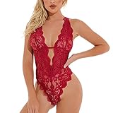 WanWorlder Dessous Damen Sexy Unterwäsche Set Reizwäsche Negligee V-Ausschnitt Nachtkleid Spitze Nachthemd Sleepw