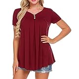 Damen V-Ausschnitt T-Shirt Mode Lose Einfarbig Bequeme Nähte Täglich Allgleiches Lässig Kurzarm Pullover XL