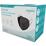 EUROPAPA® 20x FFP2 Schwarz Maske 5-Lagen Mundschutzmaske CE Stelle zertifiziert Atemschutzmasken hygienische Einzelverpackung EU 2016/425