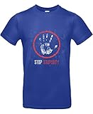 Smilo & Bron Herren T-Shirt mit Motiv Stop Stupidity Bedruckt Blau Cobalt Blue XXL