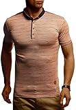 Leif Nelson Herren Sommer T-Shirt Polo Kragen Slim Fit Baumwolle-Anteil Basic Camel Melangees Männer Poloshirts Longsleeve-Sweatshirt Kurzarm Weißes Kurzarmshirts lang LN1310 Camel Melange Larg