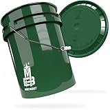 MAGIC BUCKET | Wascheimer Set für Auto Handwäsche Dunkelgrün mit passendem Eimer Deckel | 5 US GALLONEN ca. 20 Liter | kompatibel mit Grit Guard, Detail Guardz Dirt Lock, Chemical Guys Dirt Trap
