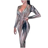 GOKOMO Damen Sexy Kleid Enge Langarm Elegant Schlanke Hüfttasche trägerlos Schlank Kleid Party Kleider Sexy Hochzeitskleid Abendkleid Sexy Kleid Damen(XL,Braun)