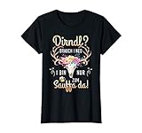 Damen Dirndl brauch i ned bin nur zum Sauffa da Oktoberfest Damen T-S